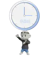 a cartoon character is standing in front of a clock that says @zhut