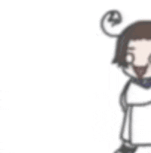a cartoon drawing of a little girl with a ponytail and a dress .