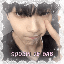 a picture of a person with the name soobin de gab on the bottom