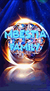 a poster that says ' mbesta family ' on it in blue letters