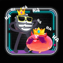 a cartoon character with a crown on his head is standing next to another character with a crown on his head