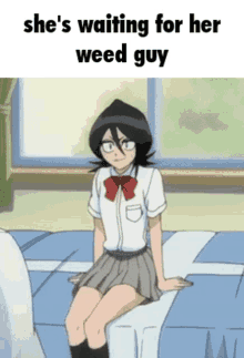Rukia Kuchiki Bleach GIF - Rukia Kuchiki Bleach Shes Waiting For Her Weed Guy GIFs