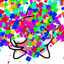 a drawing of kirby surrounded by colorful squares with the word kirby on it