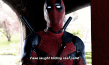 Deadpool Fake Laugh GIF - Deadpool Fake Laugh Hiding Real Pain GIFs