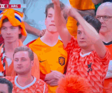 a crowd of people are watching a soccer game between argentina and the netherlands