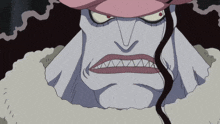 a close up of a cartoon character 's face with a very angry look on his face