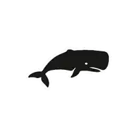 a black silhouette of a whale on a white background .