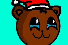 a cartoon of a teddy bear wearing a santa hat and crying