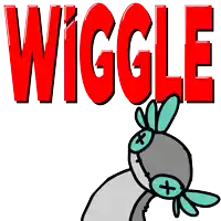 a cartoon drawing of a stuffed animal with the word wiggle behind it