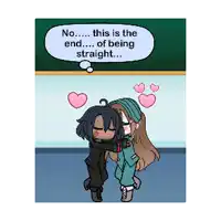 a cartoon of a girl hugging a boy with the words " no this is the end of being straight " above them