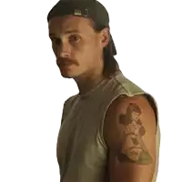 a man has a tattoo of a woman on his arm that says ' dale '