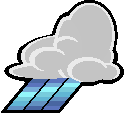 a pixel art drawing of a cloud with rain coming out of it .