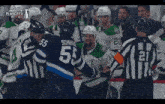 the stanley cup playoffs is being played in a hockey game