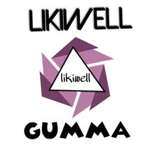 a logo for likiwell gummi has a purple triangle in the center