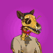 a drawing of a skull with horns and a bandage on it