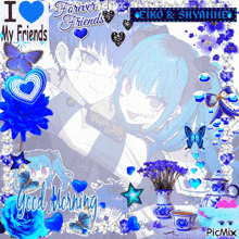 a picture of a boy and a girl with the words " i love forever friends "