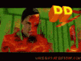 a pixelated image of a man with a dd logo in the corner