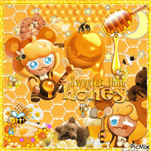 a picture of a bee cookie with the words sweeter than honey