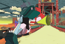 a cartoon drawing of a man holding a megaphone in his hand