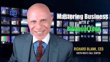 a man in a suit and tie with the words mastering business with a bilingual edge on the bottom