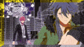 a man in a suit and tie is standing next to another man