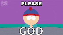 stan marsh from south park praying to god with his hands folded
