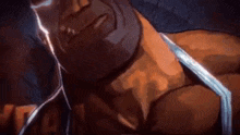 a close up of a man 's neck and chest with a lightning bolt coming out of it .