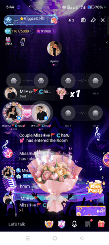 a screenshot of a video game with a bouquet of flowers in the middle