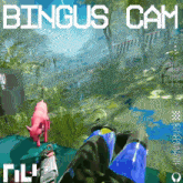 a video game called bingus cam shows a pink pig
