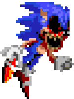 a pixel art of a sonic the hedgehog with a huge mouth