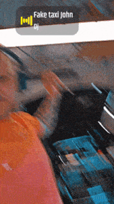 a blurred image of a person with fake taxi john dj written on the top