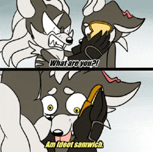 a cartoon of a wolf and a shadow from sonic the hedgehog .