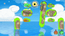 a video game shows a black hole in the sky surrounded by green objects