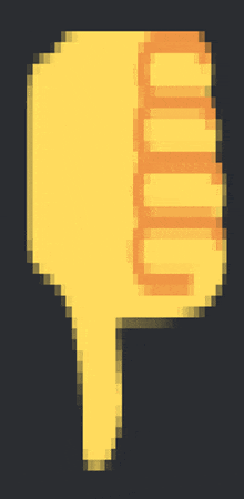 a pixel art of a thumbs down icon