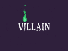 a purple background with the word villain in white letters