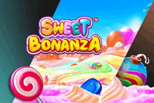 a colorful candy land with the words sweet bonanza on the bottom