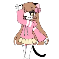 a drawing of a girl with long brown hair and a cat ear
