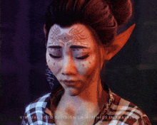 a close up of a woman 's face with the words virtual foto division written below it
