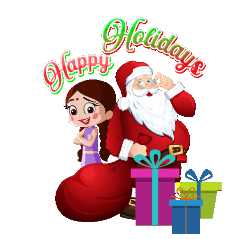 Happy Holidays Chutki Sticker - Happy Holidays Chutki Chhota Bheem Stickers