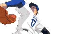 a baseball player is wearing a white jersey with the word dodgers on the back