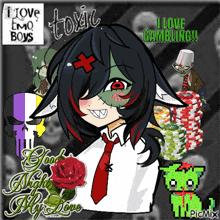 a drawing of a girl with the words i love emo boys