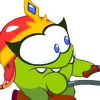a green cartoon character wearing a helmet and glasses