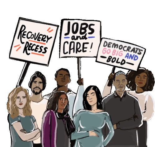 Recovery Recess Jobs And Care Sticker - Recovery Recess Jobs And Care Democrats Go Big And Bold Stickers