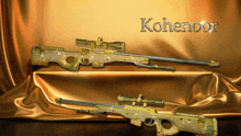 two sniper guns are on display with the name kohenoor on the top