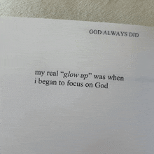 a page of a book that says god always did