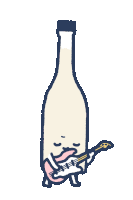a cartoon of a bottle playing a guitar with its mouth open