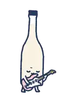 a cartoon of a bottle playing a guitar with its mouth open