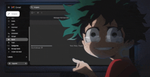 a cartoon character is looking at a gmail email