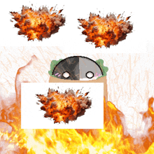 a bunch of explosions with a sandwich in the middle of it