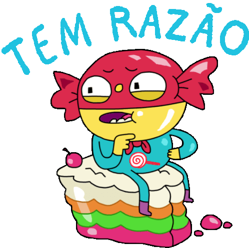 Hero Sitting On Cake Says Tem Razão In Portuguese Sticker - Sugar Hero Cake Tem Razao Stickers